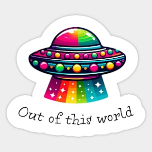 Out of this world alien UFO Sticker